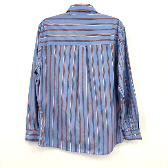 Chaps Mens Size M Blue Striped Button Down Shirt Long Sleeve American Classic - Picture 2 of 13